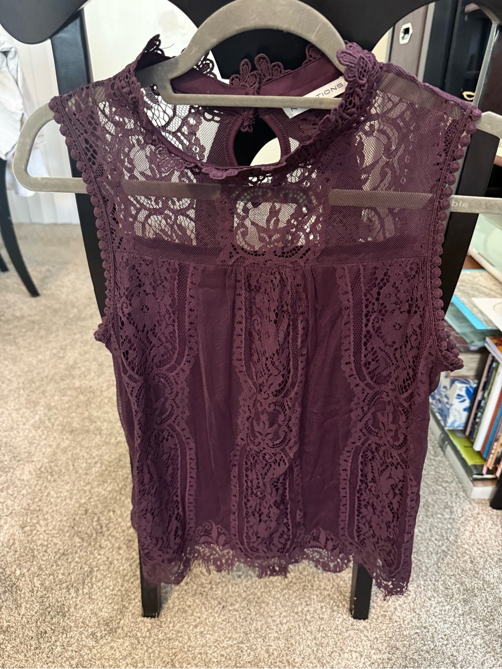 Notations Plum Lace Sleeveless Mock Neck Camisole